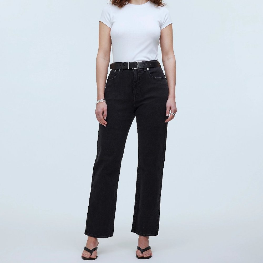 Madewell The Petite Curvy '90s Straight Jeans Belmere Wash Black Size 33P